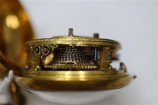 An 18th century gilt repousse pair cased verge pocket watch by John Hays, London,